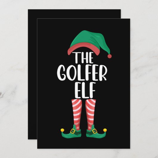 Golfer Elf Golf Familie passt Weihnachten Einladung (Vorne/Hinten)