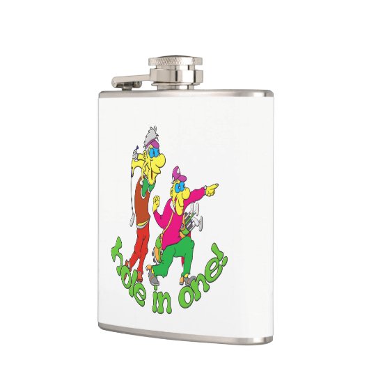 Golfer erhalten ein Loch in einem Flachmann (Links)