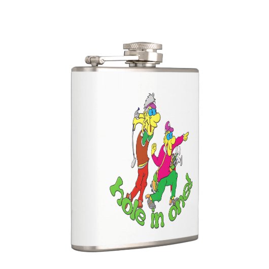 Golfer erhalten ein Loch in einem Flachmann (Rechts)