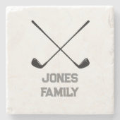 Golfer Familienname Golf Club Logo Steinuntersetzer (Vorderseite)