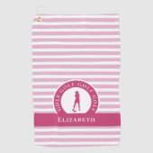 Golfer Female Golf Silhouette Monogram Name Pink Golfhandtuch (Vorderseite)