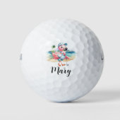 Golfer Flamingo am Strand Golfball (Vorderseite)