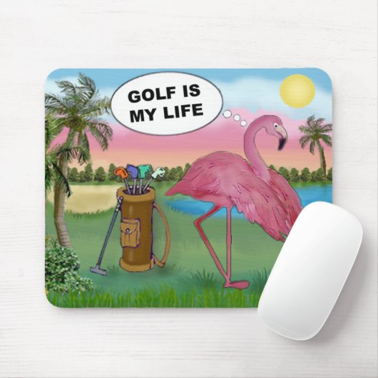 Golfer Flamingo - Golf ist mein Leben Mousepad (Mit Mouse)