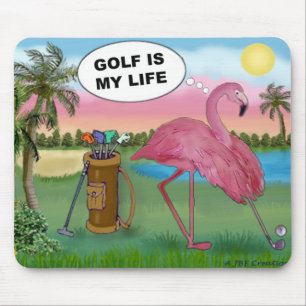 Golfer Flamingo - Golf ist mein Leben Mousepad