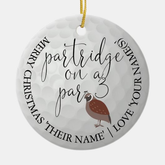 Golfer Foto Weihnachten Golf Geschenk Partridge Keramik Ornament (Vorne)