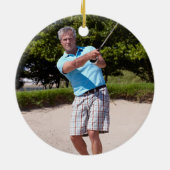 Golfer Foto Weihnachten Golf Geschenk Partridge Keramik Ornament (Hinten)