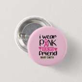 Golfer Frau Brustkrebs Bewusstsein rosa Name Button (Vorne & Hinten)