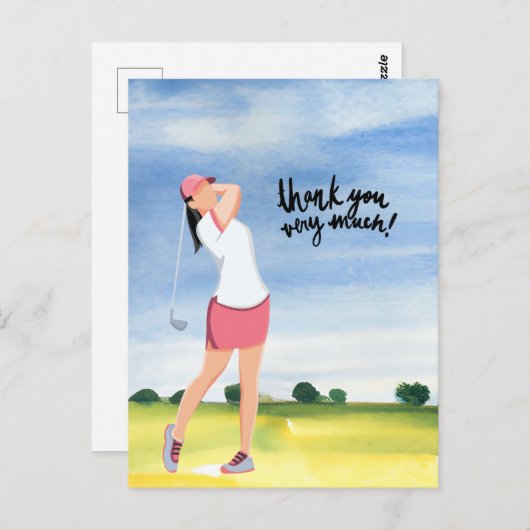 Golfer Frau Golf Dankeschön Karte (Vorne/Hinten)