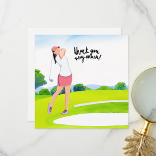 Golfer Frau Golf Dankeschön Karte