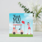 Golfer Frau Golf Dankeschön Karte (Stehend Vorderseite)