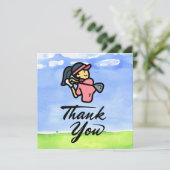 Golfer-Frau golft Dankeskarte (Stehend Vorderseite)