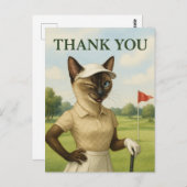 Golfer Frau im Golfplatz Danke Postkarte (Vorne/Hinten)