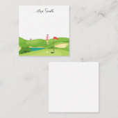 Golfer Frau ist auf dem Golfplatz auf grünem Gras Mitteilungskarte (Vorne/Hinten)