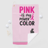 Golfer-Frau über Brustkrebs-Bewusstsein pinkgol Golfhandtuch (Insitu)