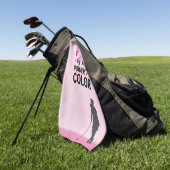 Golfer-Frau über Brustkrebs-Bewusstsein pinkgol Golfhandtuch (Gras)