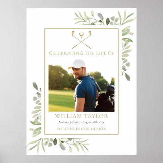 Golfer Funeral Celebration Of Life Photo Poster (Vorne)