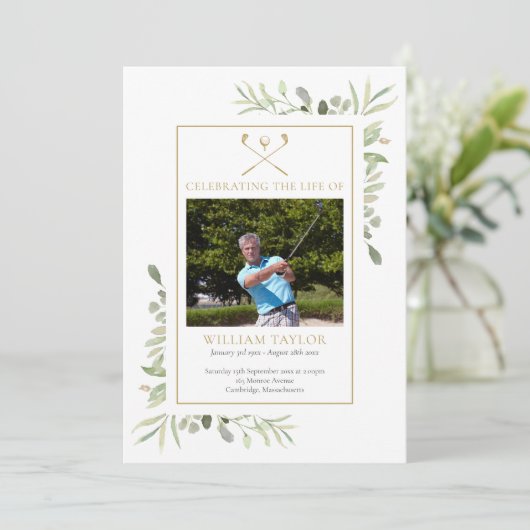 Golfer Funeral Memorial Order Of Service Programm (Stehend Vorderseite)