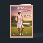 Golfer Funny Birthday niedlicher Golfwitz Dankeskarte<br><div class="desc">Diese lustige Golf-Geburtstagskarte ist ideal für Golfer, die Spaß und eine Touch Kunst schätzen. Mit einer atemberaubenden, eleganten Lady Golfer auf grünem Feld erweckt sie den Geist des Spiels. Das spielerische Sprichwort der Karte bringt eine humorvolle Drehung mit sich und macht es zu einer einzigartigen Golfkarte für jeden, der den...</div>