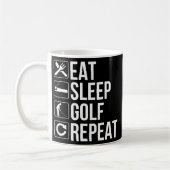 Golfer Funny Gift Eat Sleep Golf Wiederholung Kaffeetasse (Links)