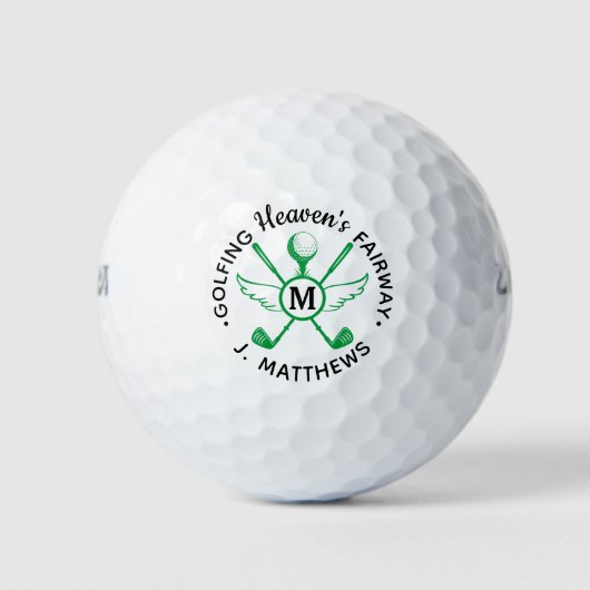 Golfer-Gedächtnis Golfing Heaven Angel Wings Golfball (Vorderseite)