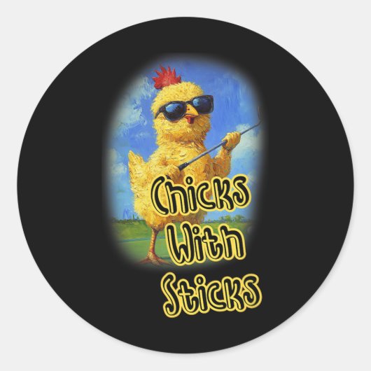 Golfer Girl Golf Club Funny Golfschläger mit Ch Runder Aufkleber (Vorderseite)