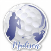 Golfer Golf Ball Golfsport Individuelle Name Aufkleber (Vorderseite)
