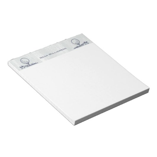 Golfer Golf Ball Retro Monogram Name Notizblock (angewinkelt)