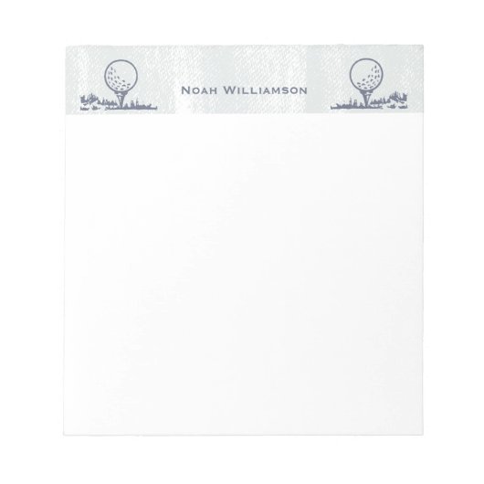 Golfer Golf Ball Retro Monogram Name Notizblock (Vorderseite)