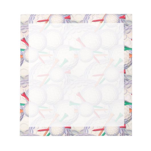 Golfer; Golf Balls & T-Shirts Muster Notizblock (Vorderseite)