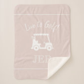 Golfer Golf Cart Mit Monogramm Initialen Chic Pink Sherpadecke (Vorderseite)