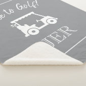 Golfer Golf Cart Mit Monogramm Initialen Grau Weiß Sherpadecke (3/4)