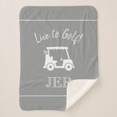 Golfer Golf Cart Mit Monogramm Initialen Grau Weiß Sherpadecke (Vorderseite)