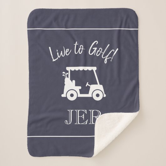 Golfer Golf Cart Mit Monogramm Initialen Sport Blu Sherpadecke (Vorderseite)