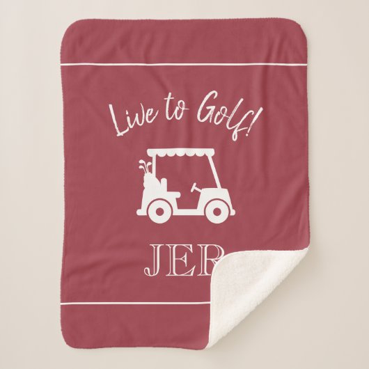Golfer Golf Cart Mit Monogramm Initialen Sport Red Sherpadecke (Vorderseite)