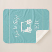 Golfer Golf Cart Mit Monogramm Initials Blue Green Sherpadecke (Vorderseite (Horizontal))