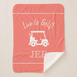 Golfer Golf Cart Mit Monogramm Initials Chic Coral Sherpadecke