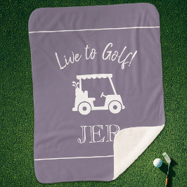 Golfer Golf Cart Mit Monogramm Kunstinitials Lila Sherpadecke