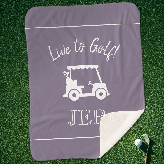 Golfer Golf Cart Mit Monogramm Kunstinitials Lila Sherpadecke