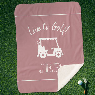 Golfer Golf Cart Monogram Initials Dusty Rose Pink Sherpadecke