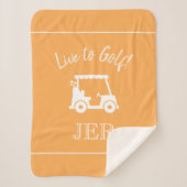 Golfer Golf Cart Monogram Initials orange Gelb Sherpadecke (Vorderseite)