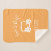 Golfer Golf Cart Monogram Initials orange Gelb Sherpadecke (Vorderseite (Horizontal))