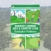 Golfer & Golf Club Name mit 4 Cartoon Golfhandtuch