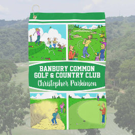 Golfer & Golf Club Name mit 4 Cartoon Golfhandtuch