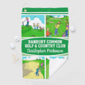 Golfer & Golf Club Name mit 4 Cartoon Golfhandtuch (Insitu)