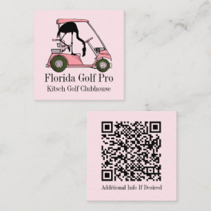 Golfer Golf Club Pastel Pink Flamingo Custom Quadratische Visitenkarte