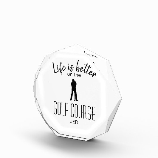 Golfer Golf Course Monogram Initials White Black Fotoblock (Rechts)