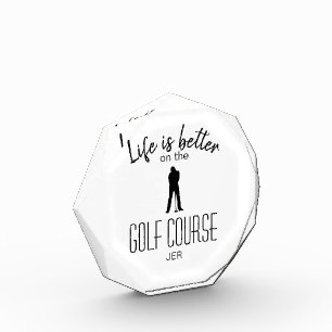 Golfer Golf Course Monogram Initials White Black Fotoblock