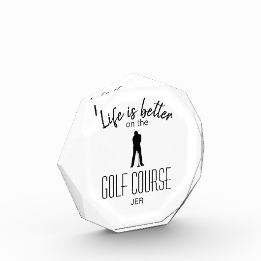 Golfer Golf Course Monogram Initials White Black Fotoblock (Links)