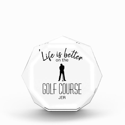 Golfer Golf Course Monogram Initials White Black Fotoblock (Vorderseite)