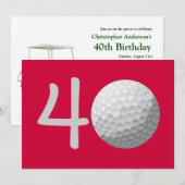 Golfer Golf Golfing 40. Geburtstag Einladung (Vorne/Hinten)